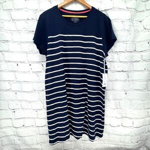 NWT Southern Tide XL Delilah Tee Shirt Dress Nautical Navy White Stripe Stretch
